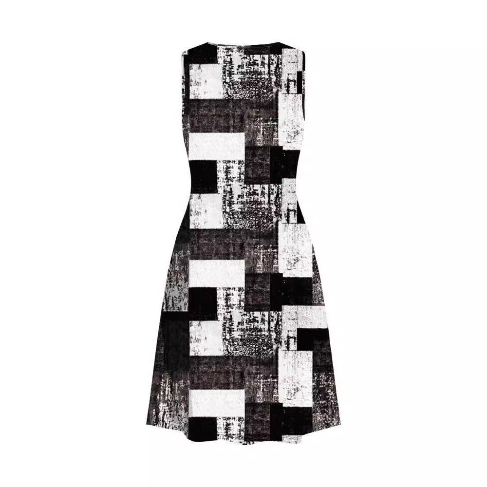 Dame A-linje kjole med moderne geometrisk mønster og behagelig pasform Stilla