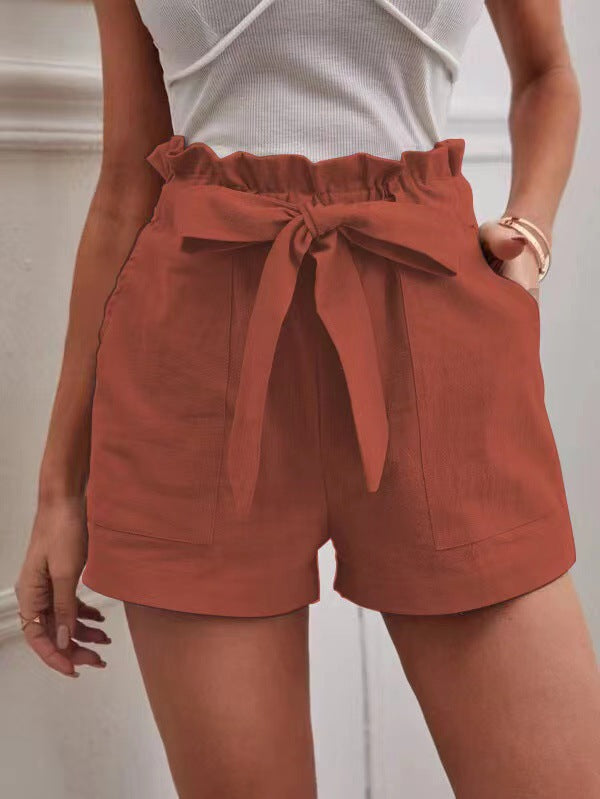 Dame højtaljede shorts med bundet detalje Stilla