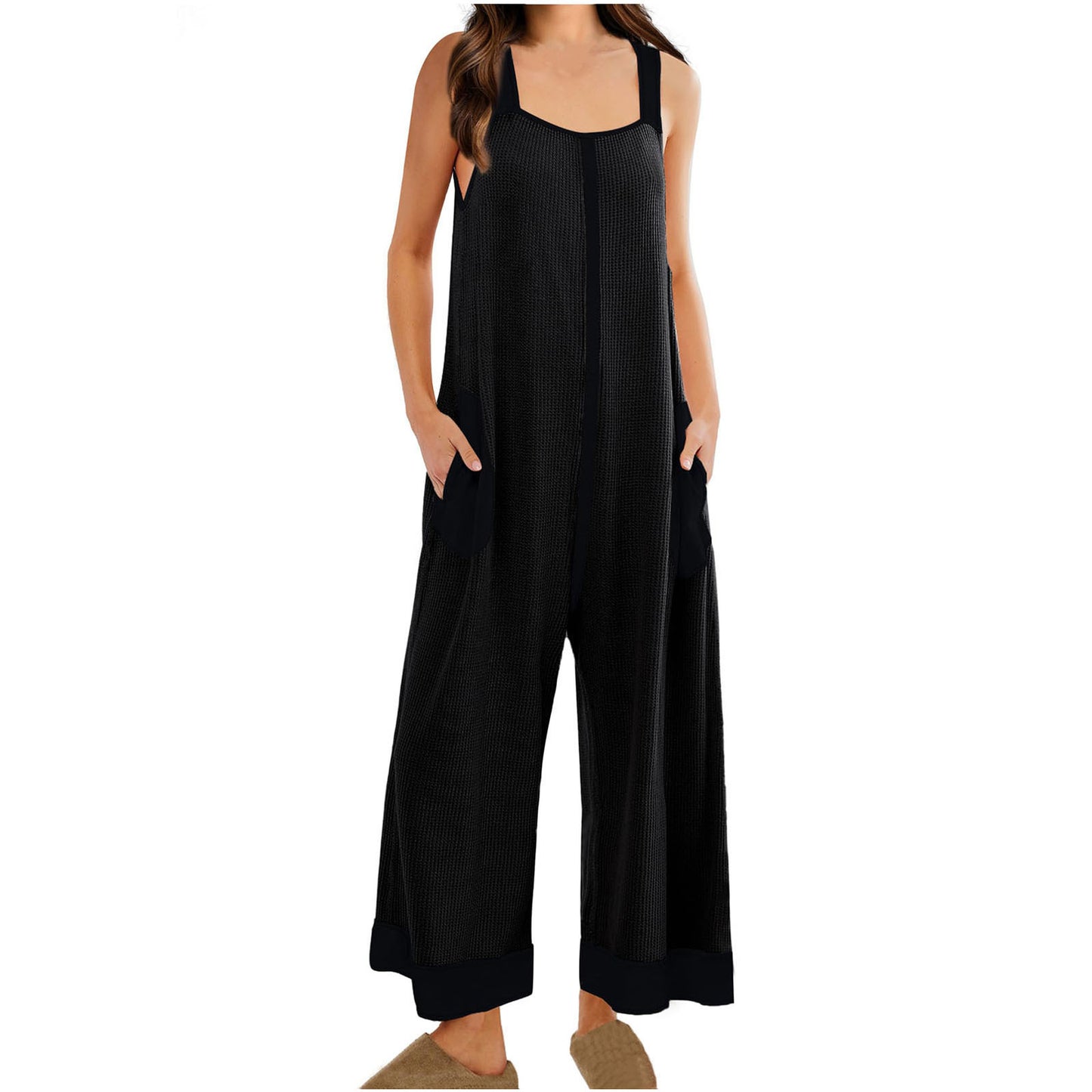 Dame afslappet Jumpsuit med sidelommer og bredt ben Stilla