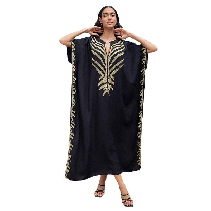 Dame elegant kaftan med kunstfærdigt gulvmønster Stilla