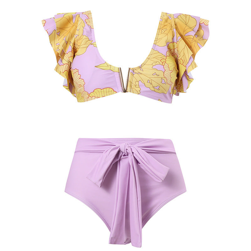 Dame Bikini-sæt med voluminøse ruffle-stropper og højskåret bukser Stilla