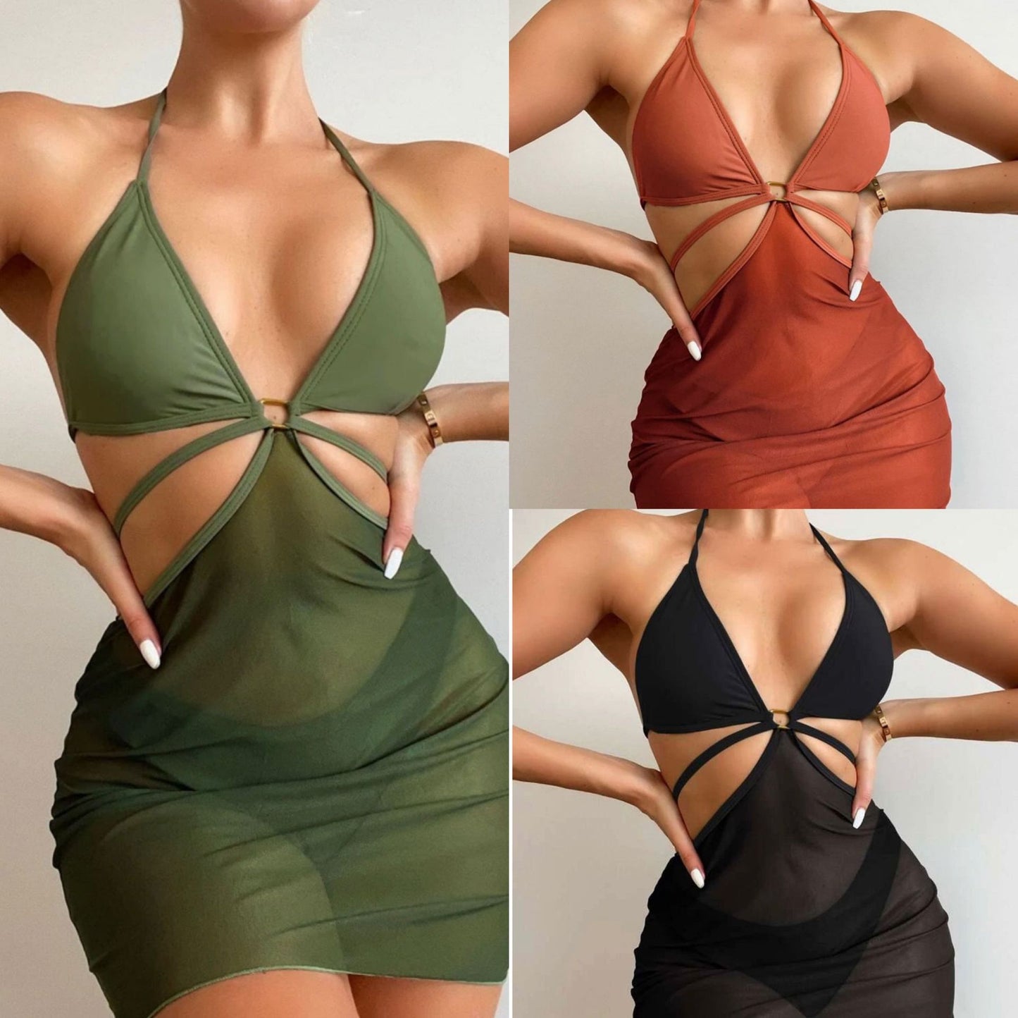 Dame badedragt med raffinerede cut-outs og justerbare stropper Stilla