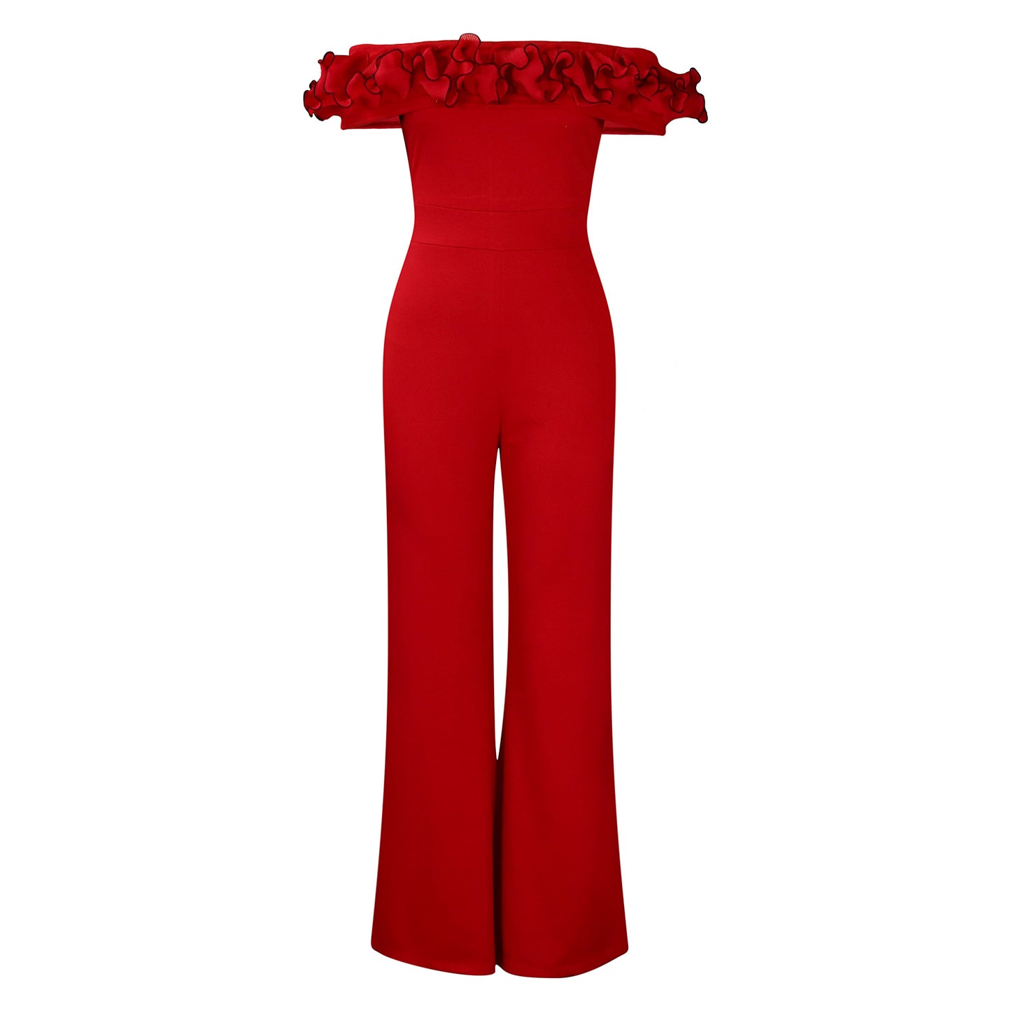 Dame Elegant Jumpsuit med raffinert Volant og bredt Ben Stilla