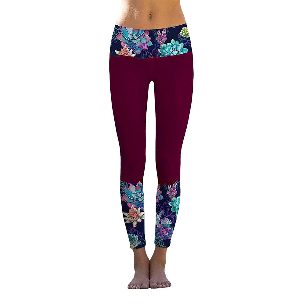 Dame Sporty Leggings med stilfuldt marmorprint og høj talje Stilla