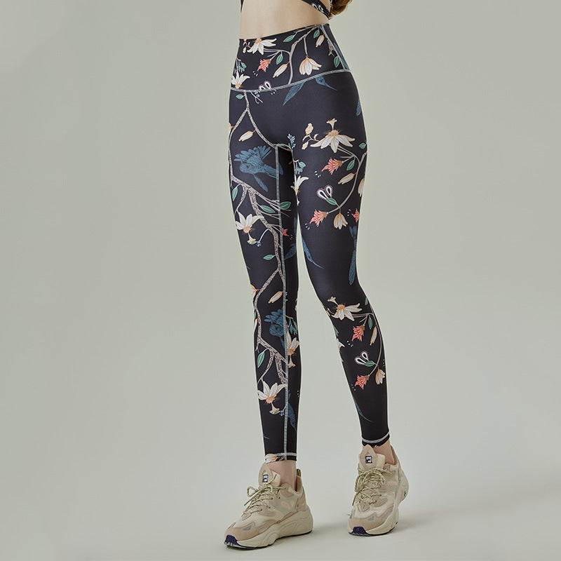 Dame leggings med moderne hamskærmønster og høj talje Stilla