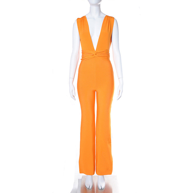 Dame jumpsuit med dyb V-udskæring og smal pasform Stilla