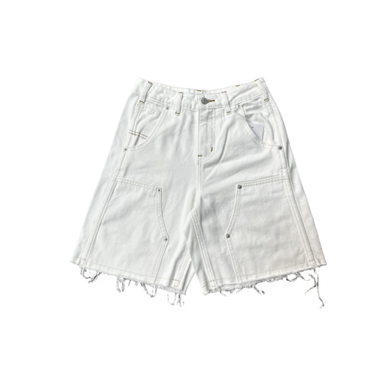 Dame flared jeans shorts med alsidige lommer Stilla