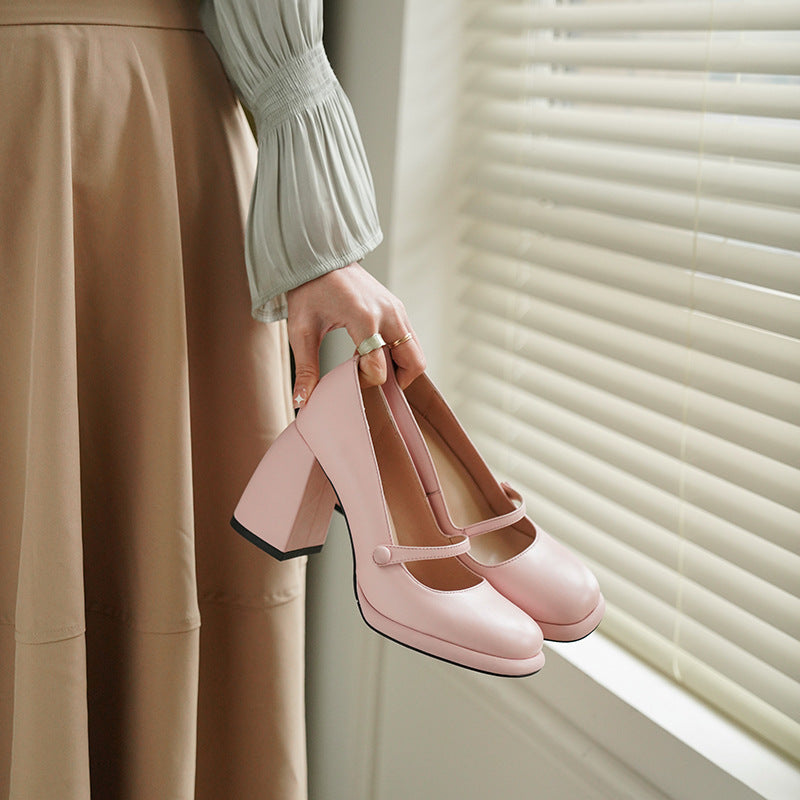 Femme Chunky Heel Mary Jane Pumps med dekorativ strop Stilla