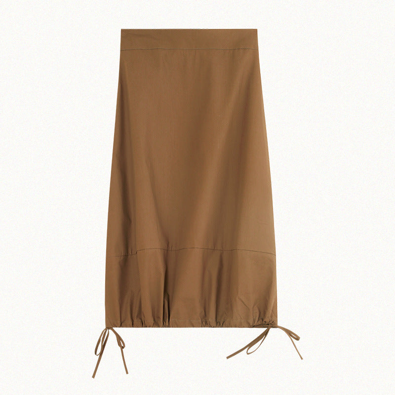 Dame afslappet midi-nederdel med justerbar gummibånd og sidelændesnøringsdetaljer Stilla