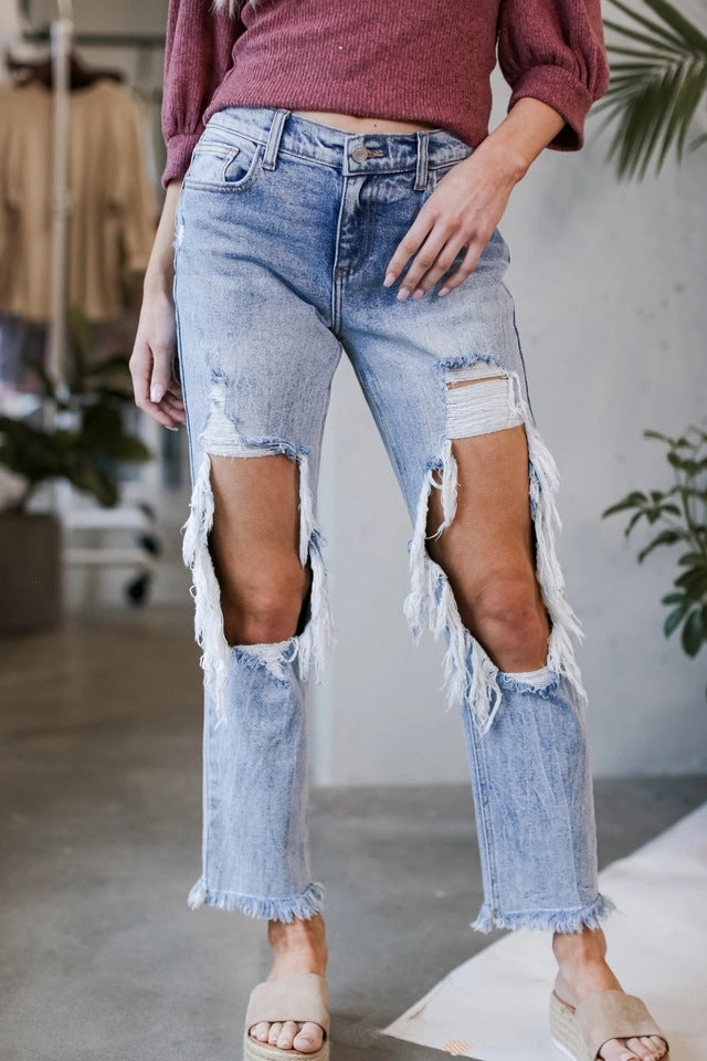 Dame afslappede jeans med trendy ripped-design Stilla