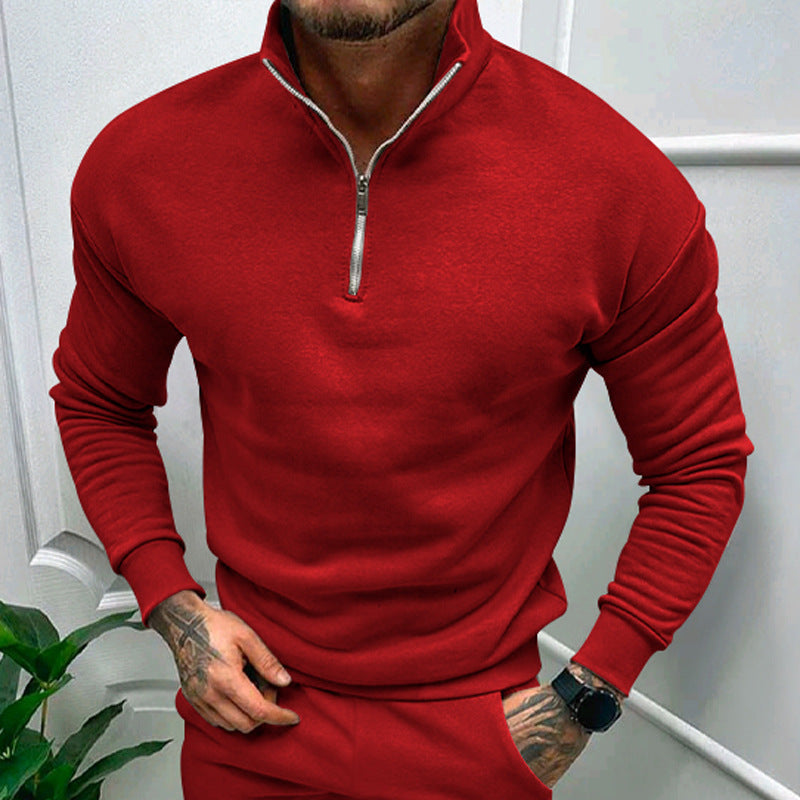 Herren sweater med halv lynlås og kvalitets bomuldsblanding Stilla