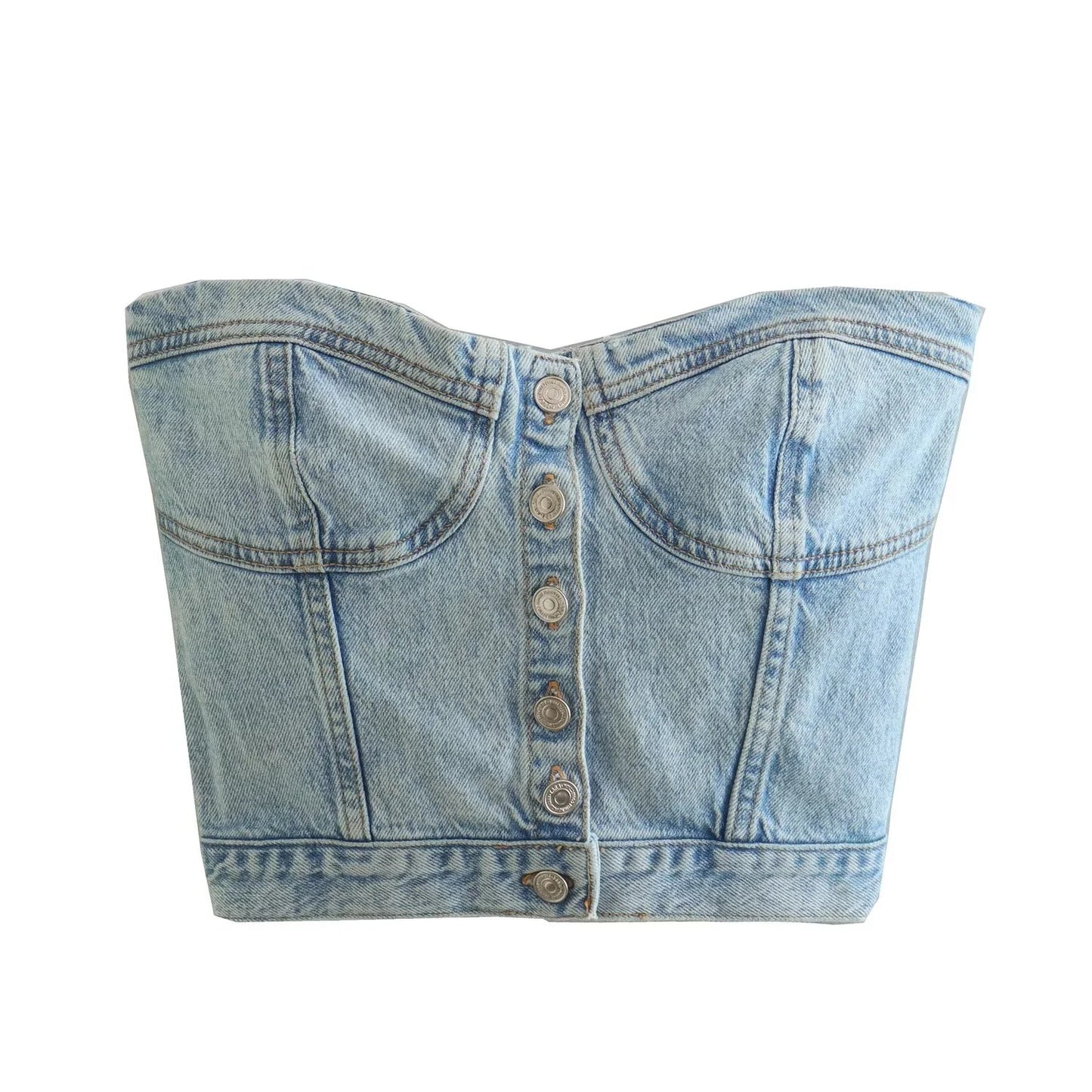 Dame afslappet cropped jeansjakke med strikket oversized ærme Stilla