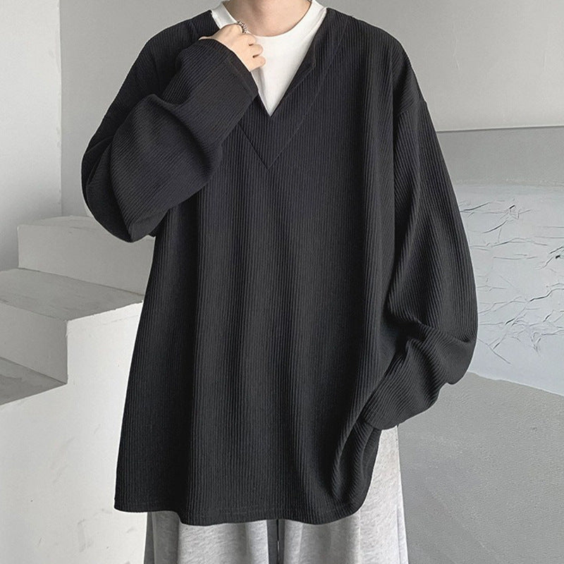 Dame afslappet oversized pullover med struktureret design og moderne V-udskæring Stilla