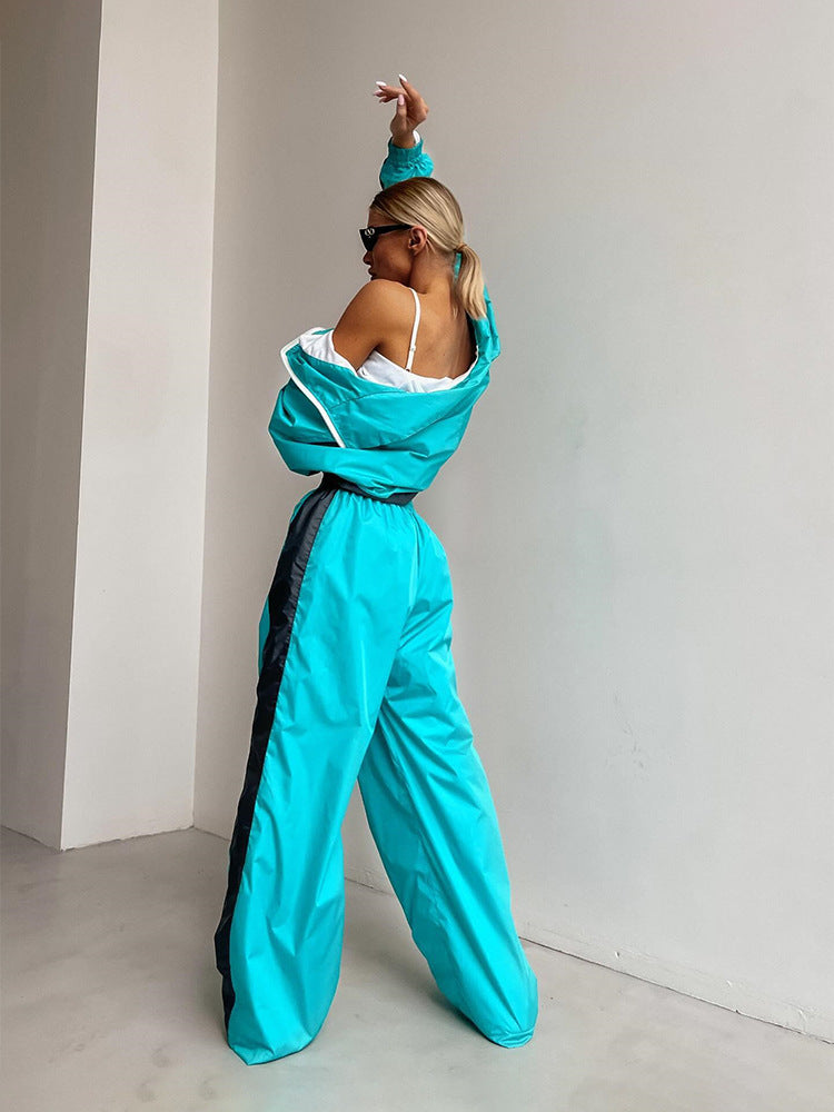 Stilla | Trendy Kontrast Cardigan Top Bukser Sportsdragt