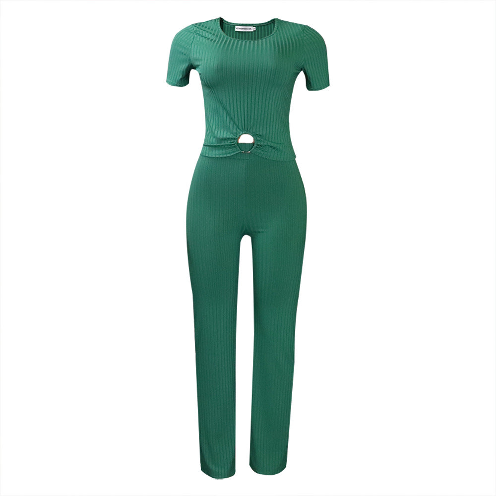 Dame elegant jumpsuit med rynker og trendy cut-out Stilla