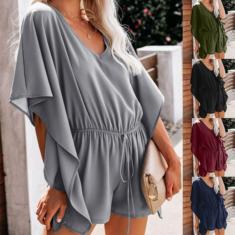 Dame luftigt Kaftan-kjole med elastisk talje Stilla