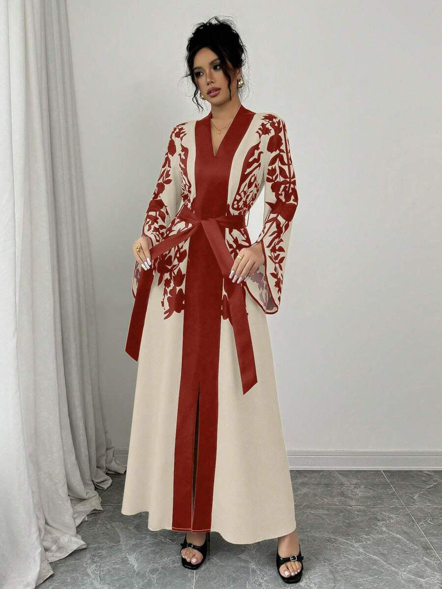 Dame Maxi-kjoler med floralt design og halværmer Stilla