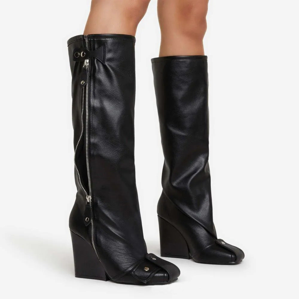 Dame Over-the-Knee Fashion Stiletto Støvler med iøjnefaldende kontrasthæl Stilla