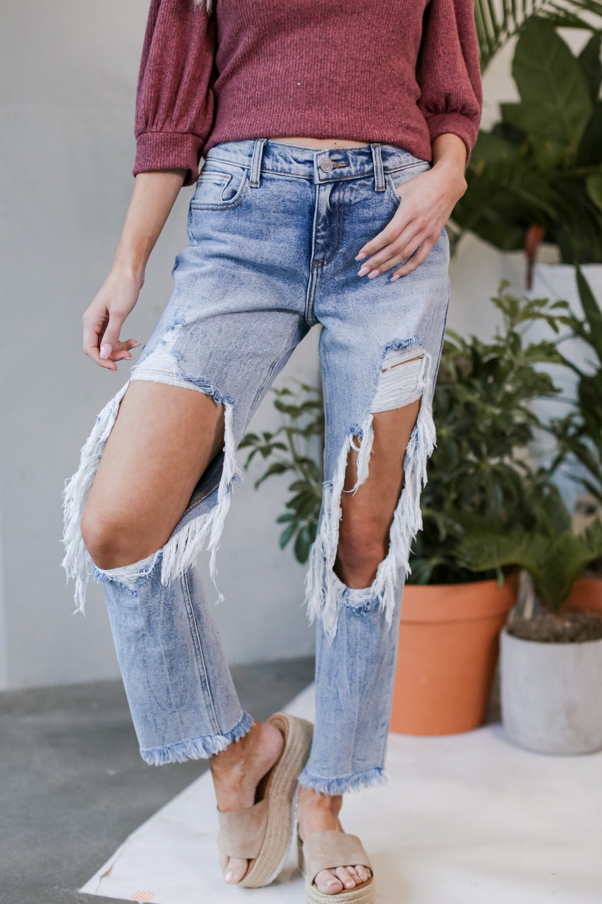 Dame afslappede jeans med trendy ripped-design Stilla