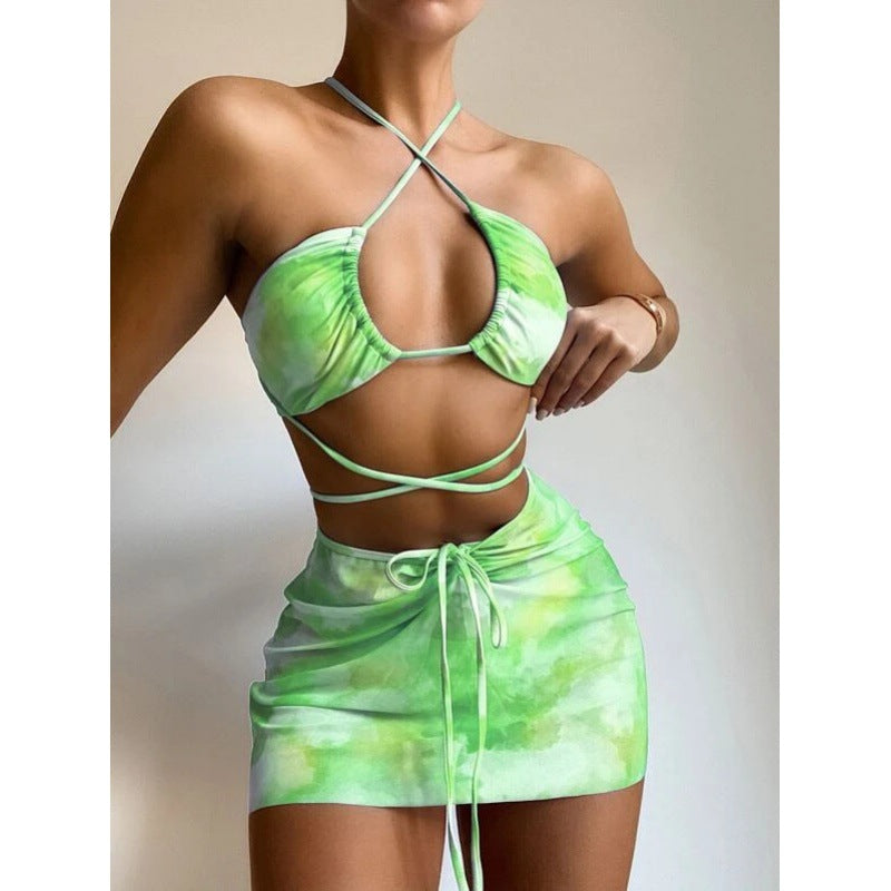 Dame Farverigt Crop-Top og Nederdele-Sæt Stilla