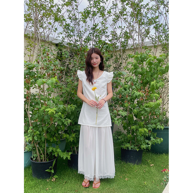 Dame afslappet kjole med flæseærmer og flydende nederdel Stilla