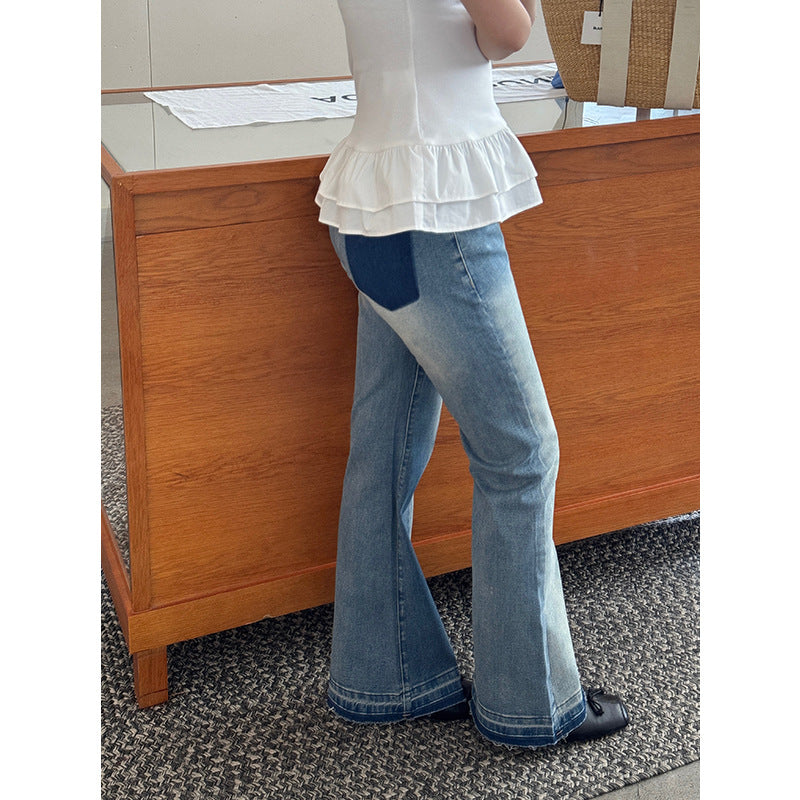 Dame Bootcut Jeans med frynset afslutning Stilla