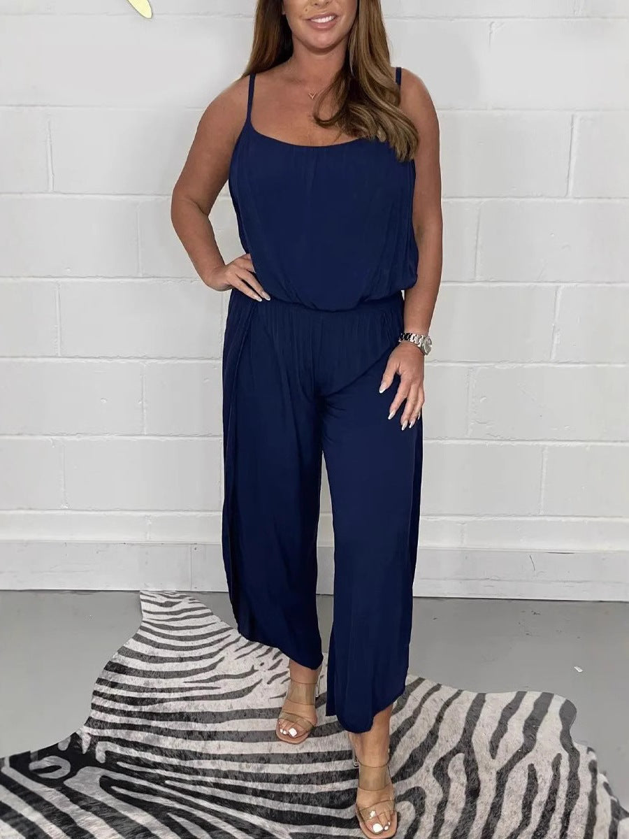 Dame afslappet jumpsuit med justerbare stropper og gummibånd Stilla