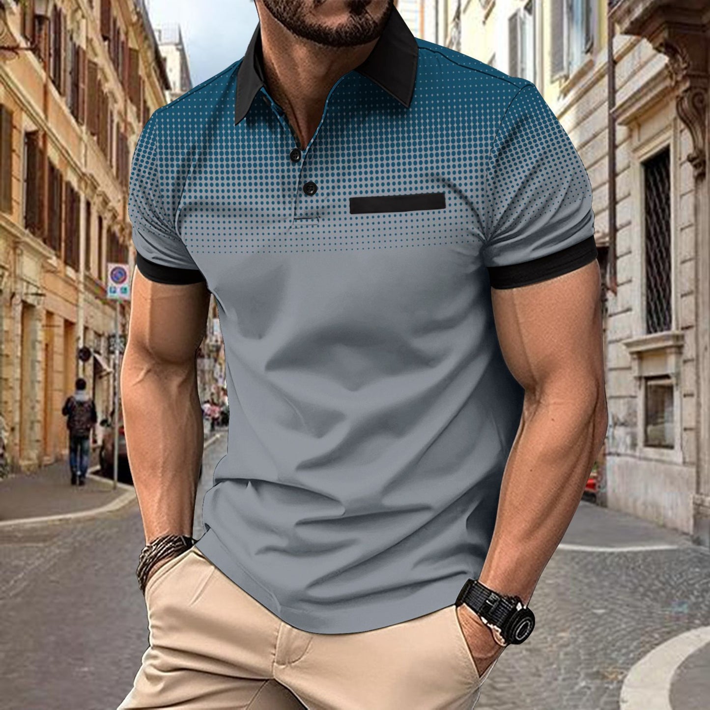 Herrer Poloshirt med moderne gradient og minimalistiske accenter Stilla