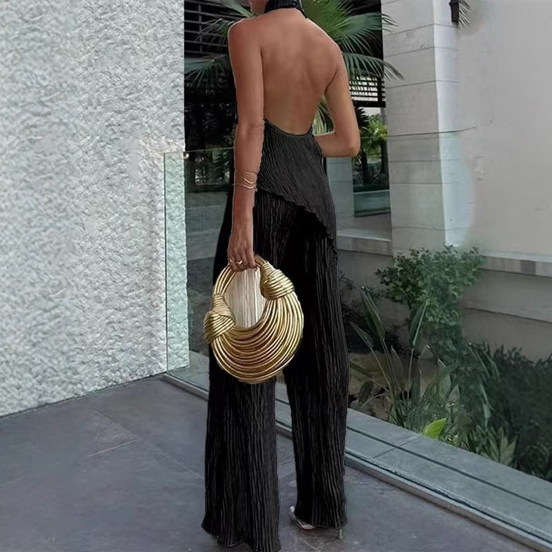 Dame Langbenet Jumpsuit med plisseret design Stilla