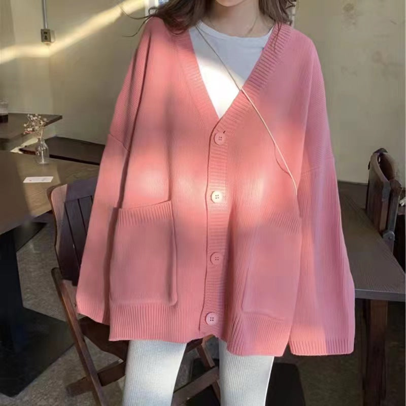 Femme Oversized Blød Strik Cardigan med Lommer Stilla