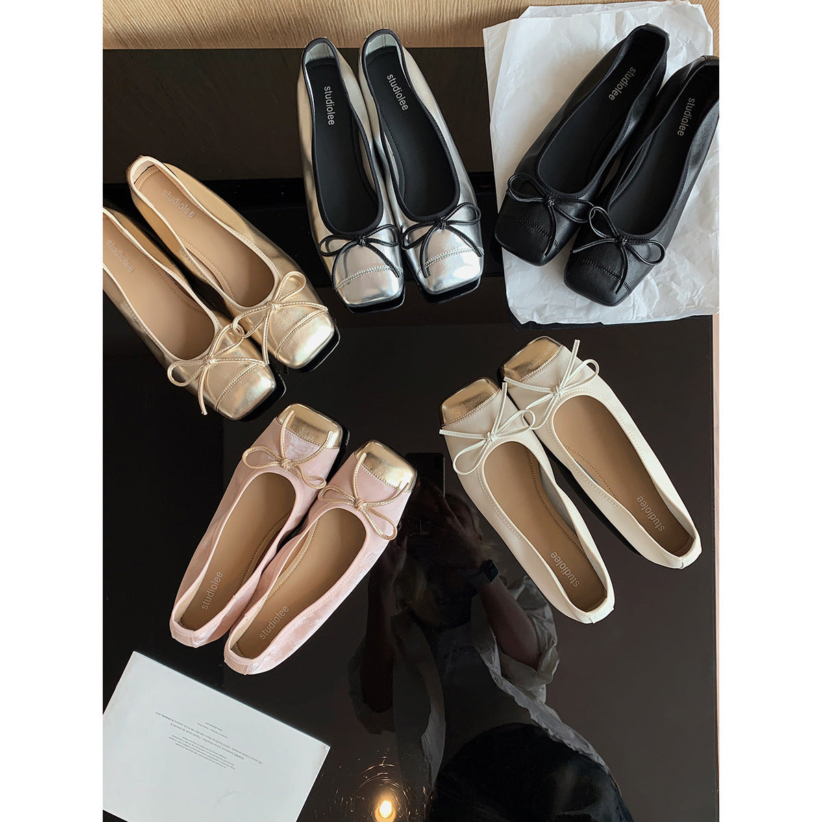 Femme Klassiske Sløjfe-Detail Ballerina Flats Stilla