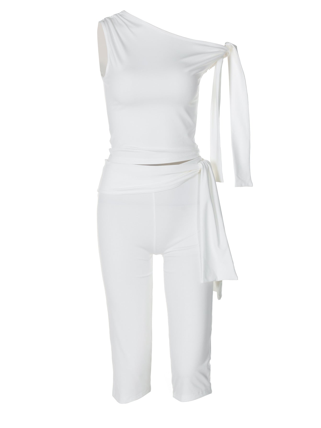 Dame figursyet One-Shoulder Jumpsuit med svingende slids Stilla