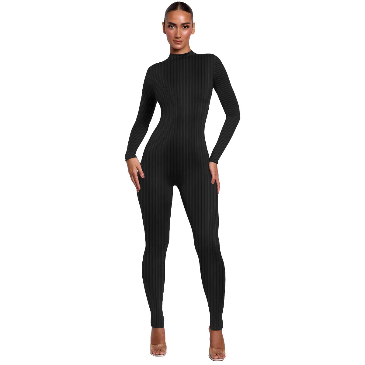 Dame sømløs langærmet jumpsuit med figurformende ribdesign Stilla