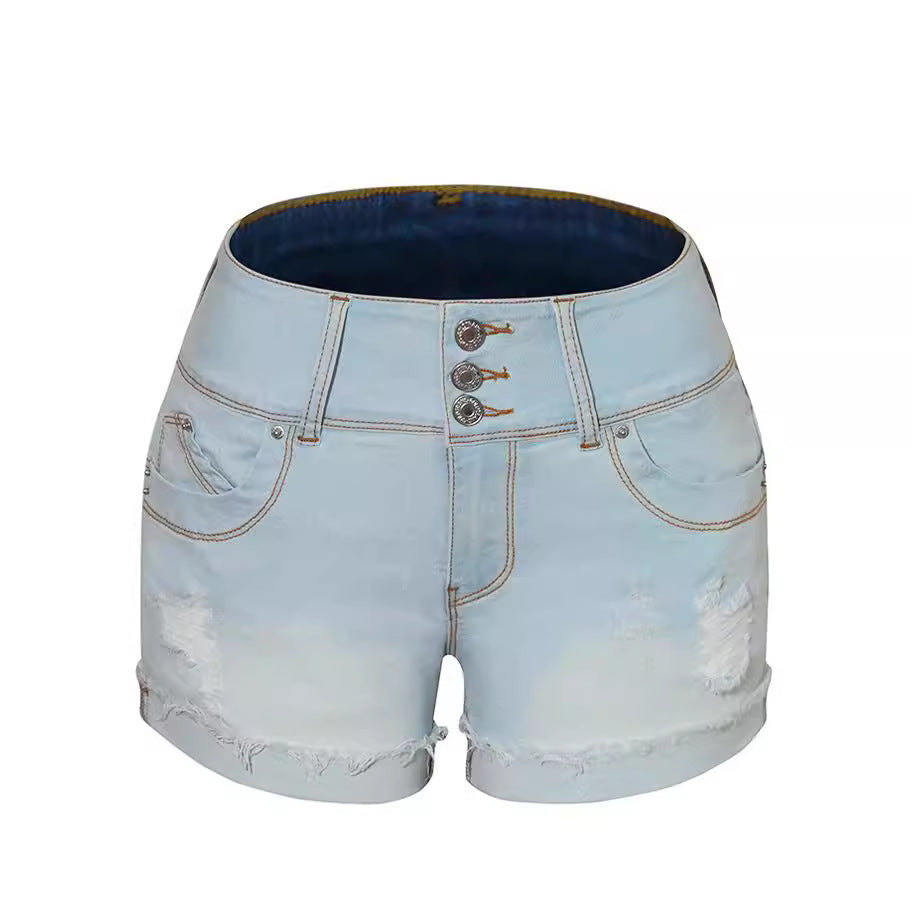 Dame Denim-shorts med høje taljebånd og afslappede vaskninger Stilla