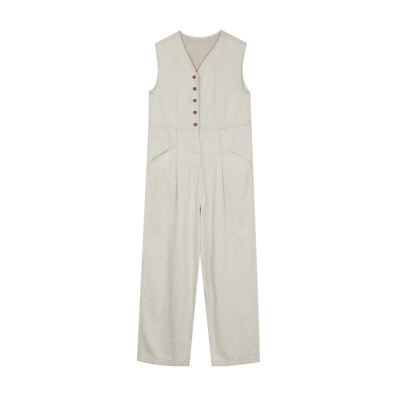 Dame jumpsuit med V-udskæring og praktiske lommer Stilla