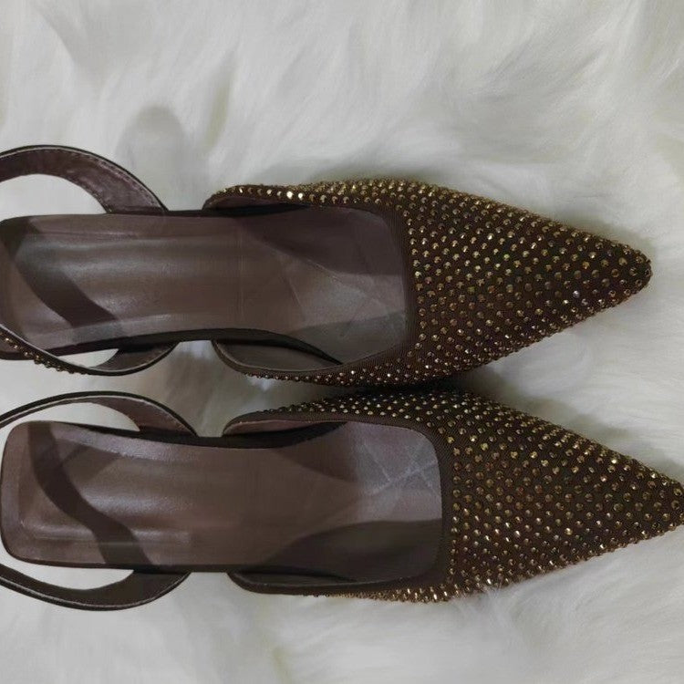 Dame Slingback Pumps med funklende strassapplikationer Stilla