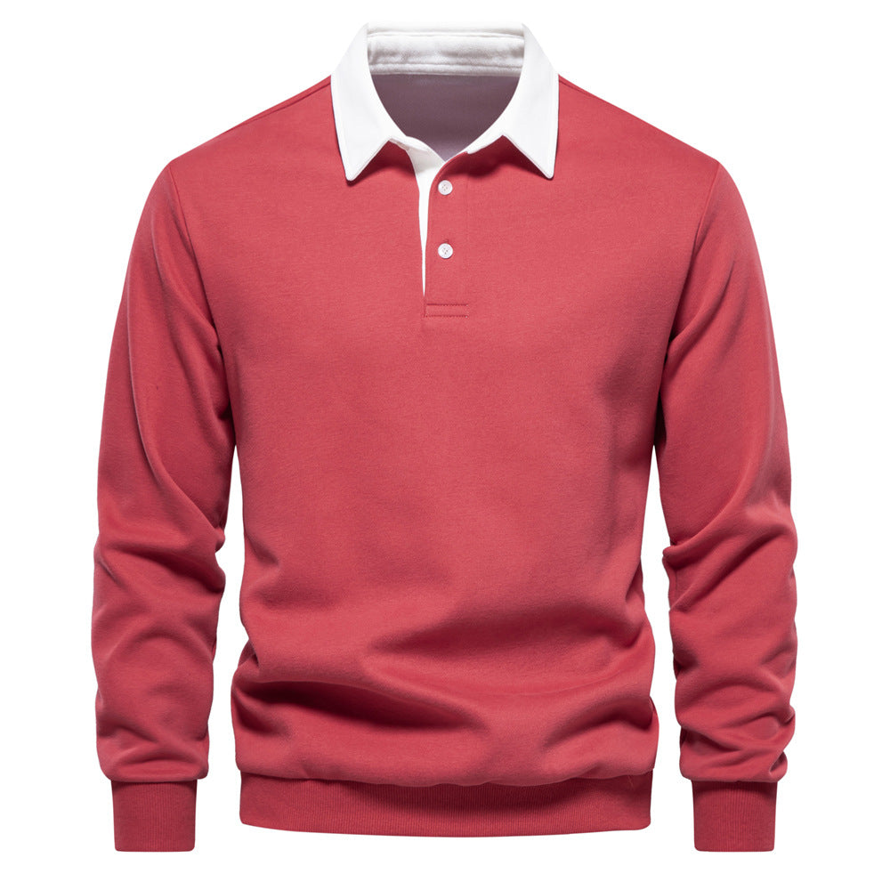 Herrer Langærmet Poloshirt med elegant krave og blød bomuldsblanding Stilla