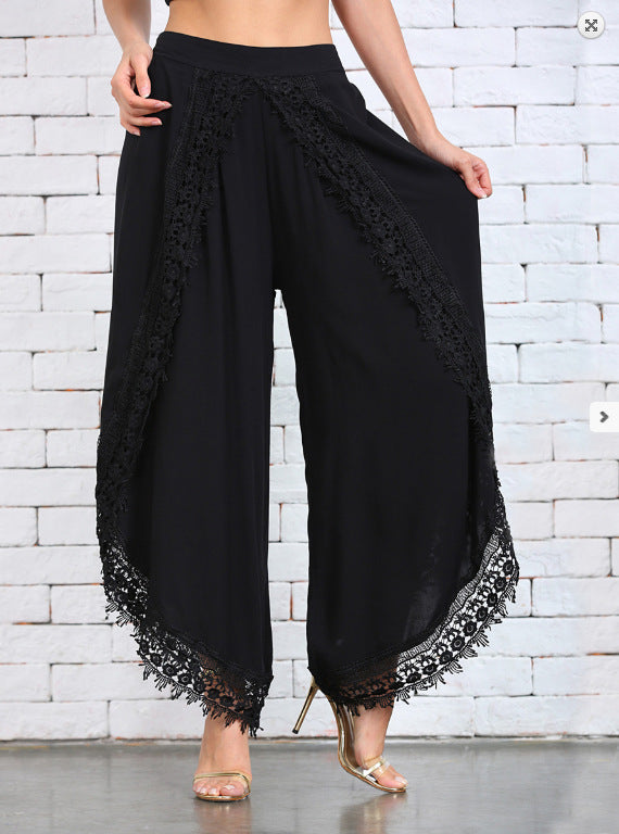 Dame elegant Culotte med detaljerede spidsaccentuer Stilla