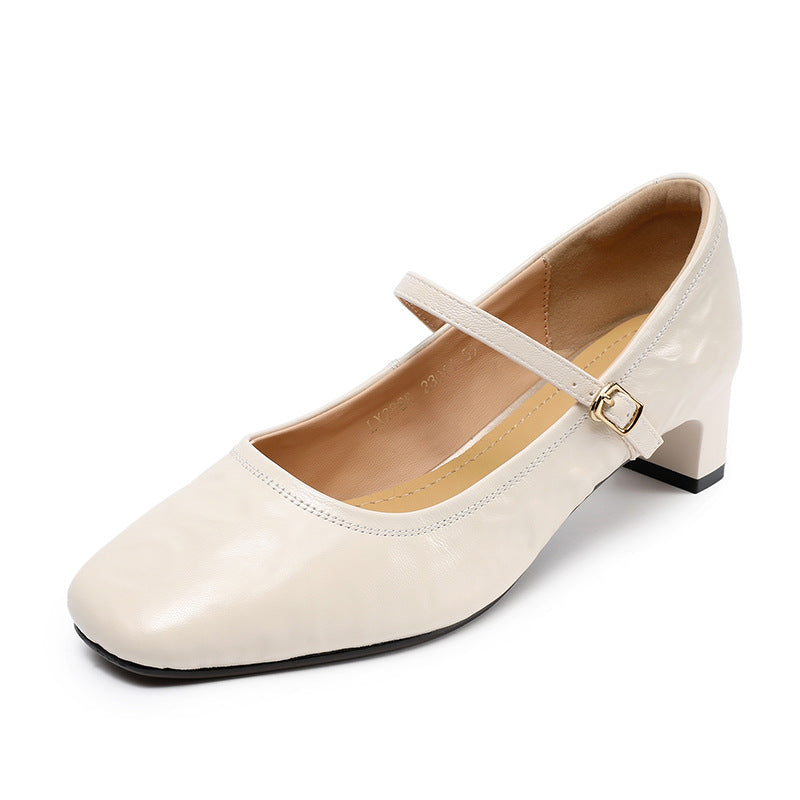 Dame Elegant Blokhæls Mary Jane Ballerinaer Stilla
