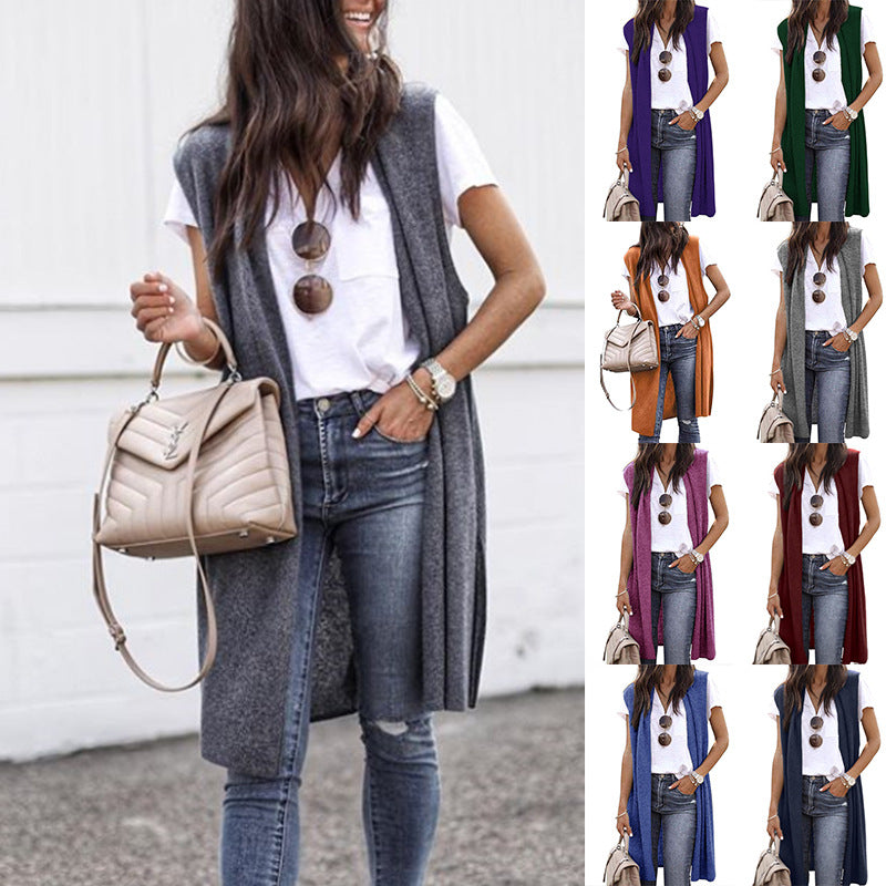 Dame strik vest i casual oversized design med åbne fronter og kort ærmelængde Stilla