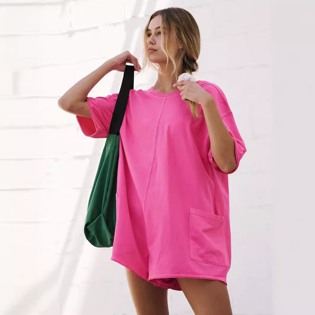 Stilla | Ryggen-jumpsuit Sommer Løs V-hals Jumpsuit Shorts