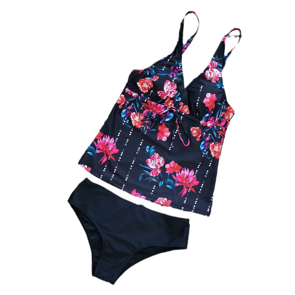 Dame Tankini-sæt med blomstret top og behagelig underdel Stilla