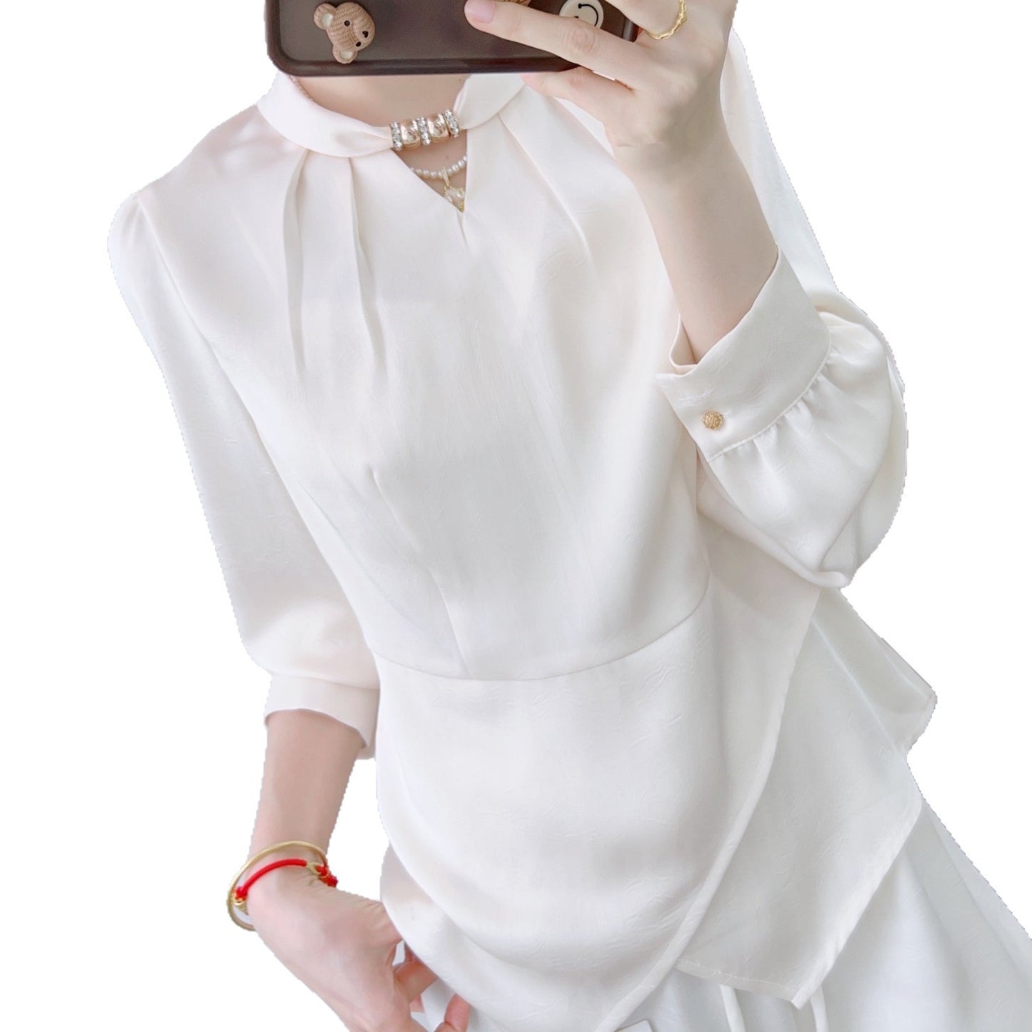 Dame Elegant Bluse med Volant og flot Turtle Neck Stilla