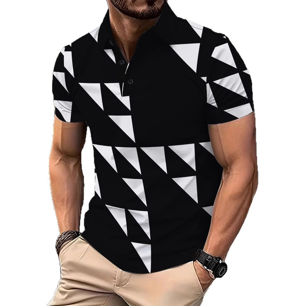 Herrer polo T-shirt med moderne geometrisk design Stilla