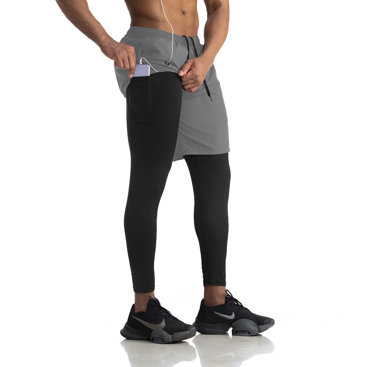Herrer sportslige løbeshorts med integrerede kompressions leggings Stilla