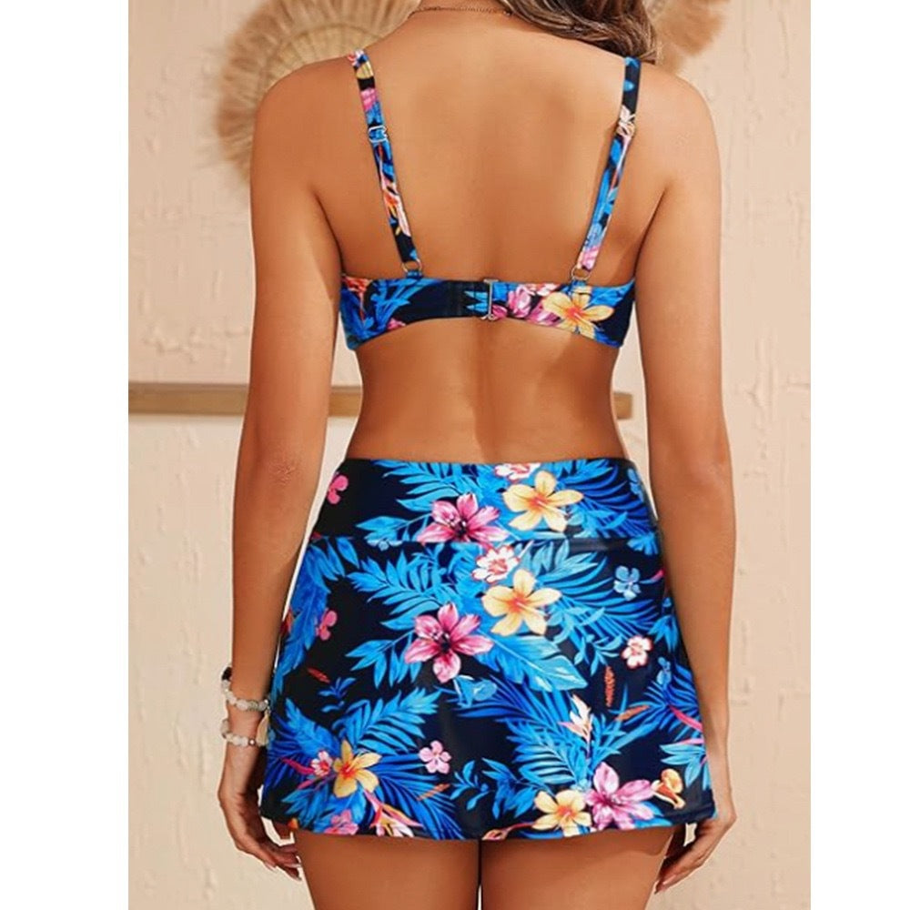 Dame Bikini-sæt med blomsterdesign og moderigtig nederdel Stilla
