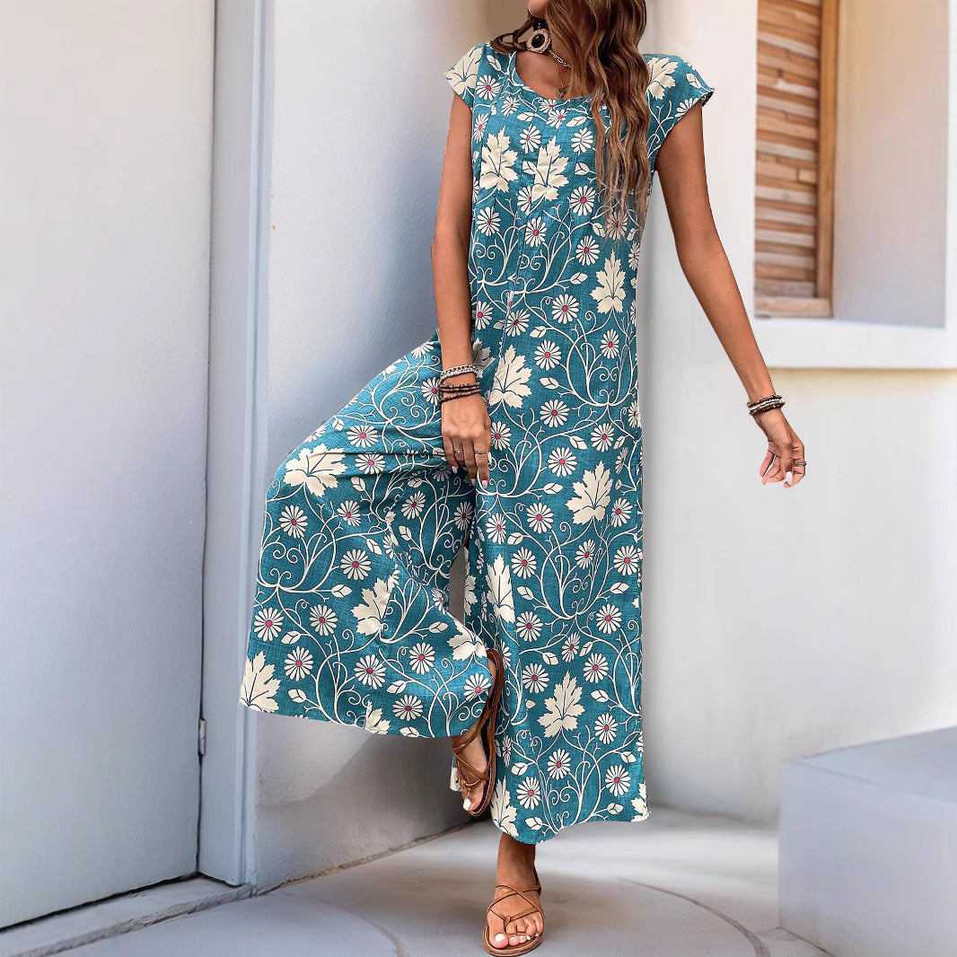 Dame jumpsuit med florale mønstre og bred pasform Stilla