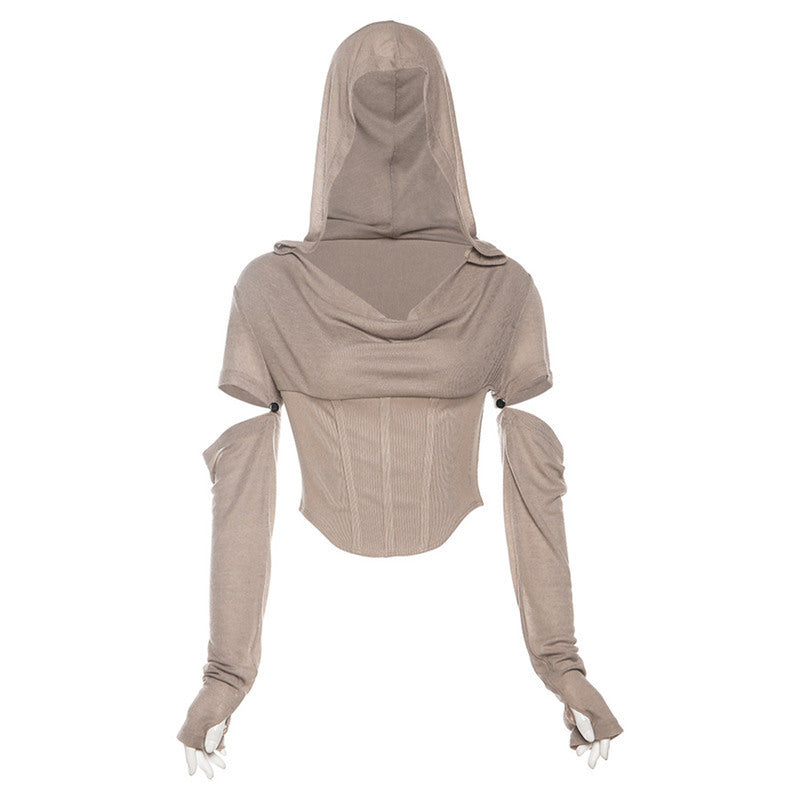 Dame Cropped Hoodie med innovativt ærmedesign Stilla