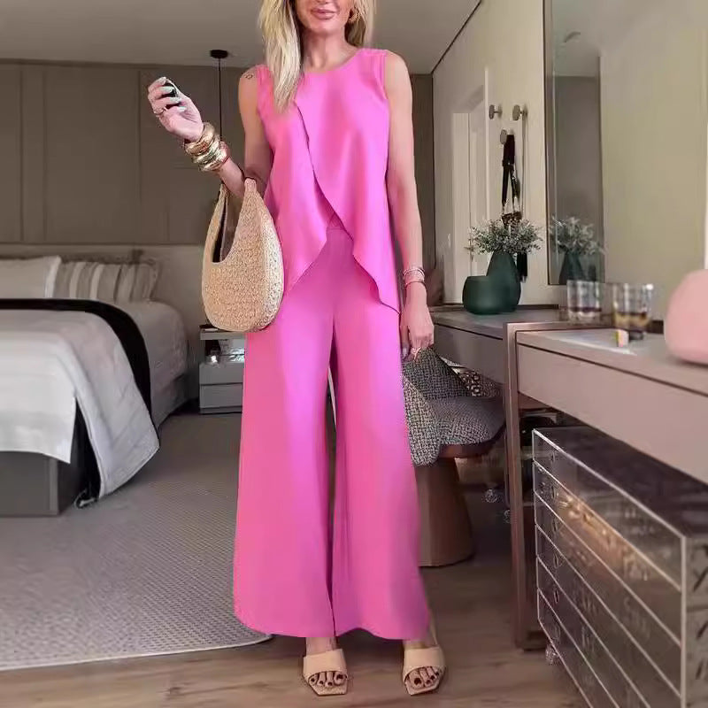 Dame Afslappet Jumpsuit med elegant Vikledesign og brede Ben Stilla