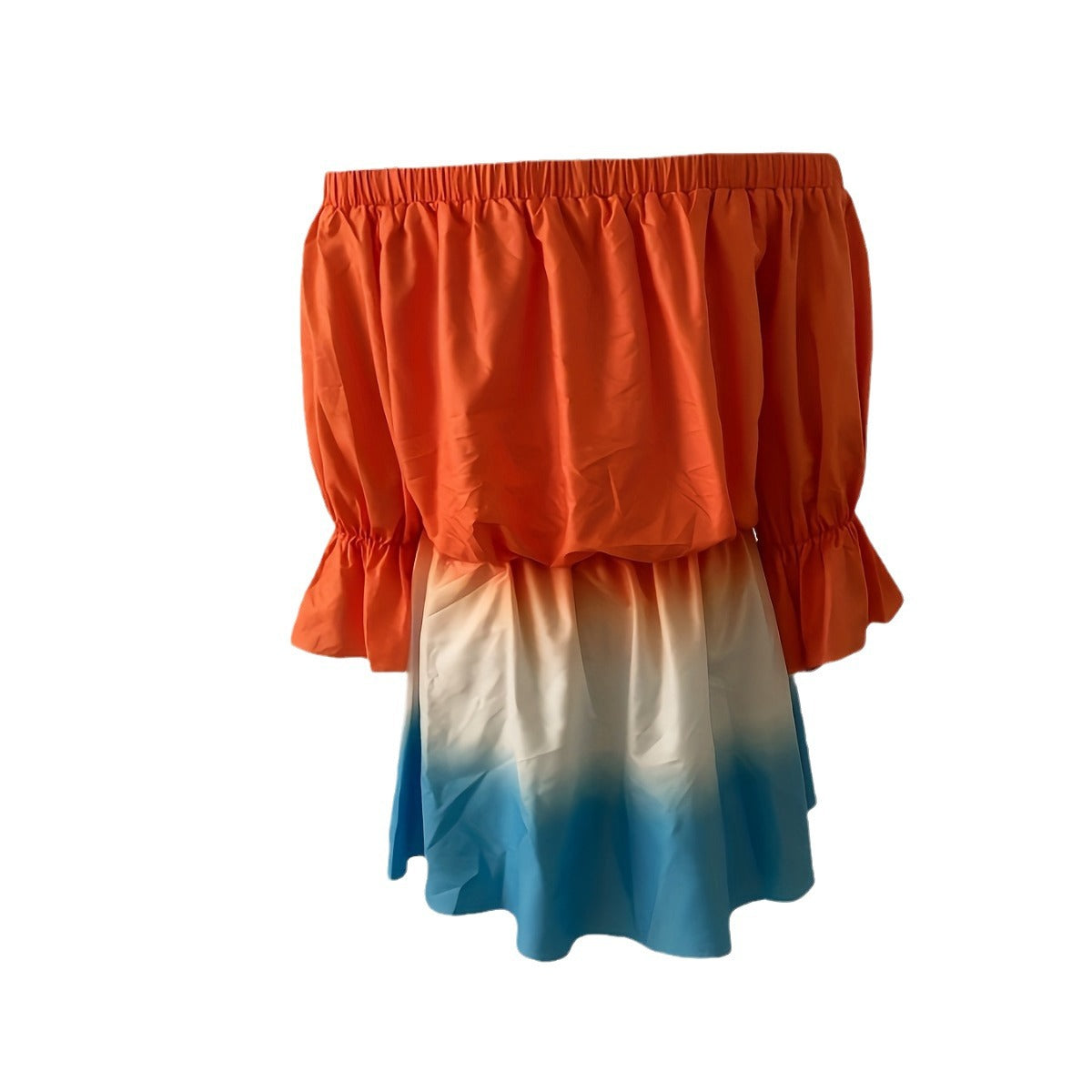 Dame Off-Shoulder Kjole med Rüschedetaljer og elastisk Bund Stilla